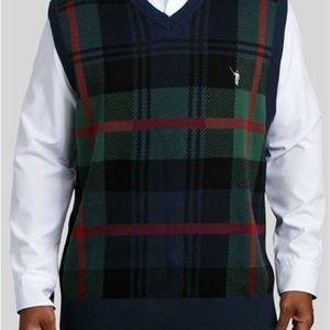 William Murray Golf Plaid Sweater Vest V-neck